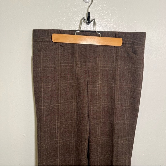 Express Design Studio Editor Dress Pant Trousers Brown Plaid 6 - Picture 2 of 9